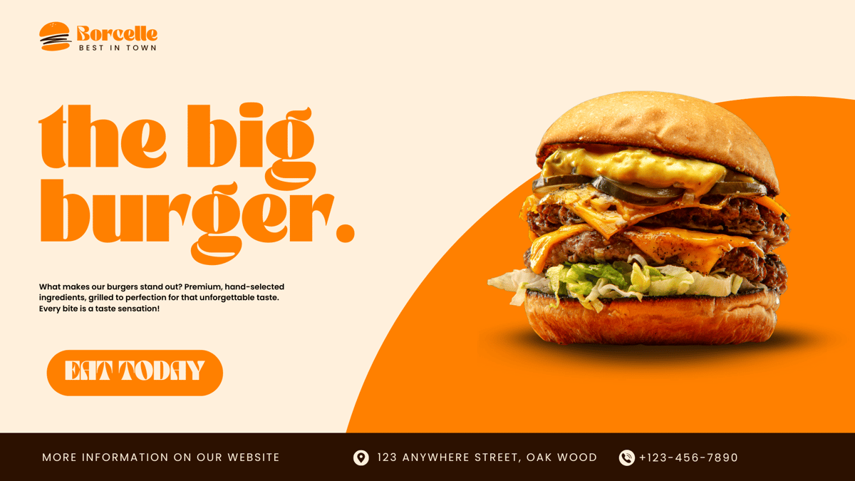 Orange Bold Modern Burger Business Food Video Promo 